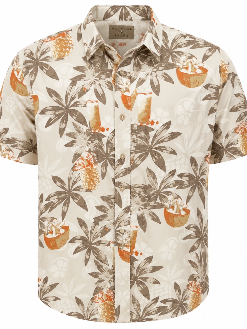 Natural Issue Men's XL Hawaiian Tropical Aloha Shirt Pineapple Coconut Print